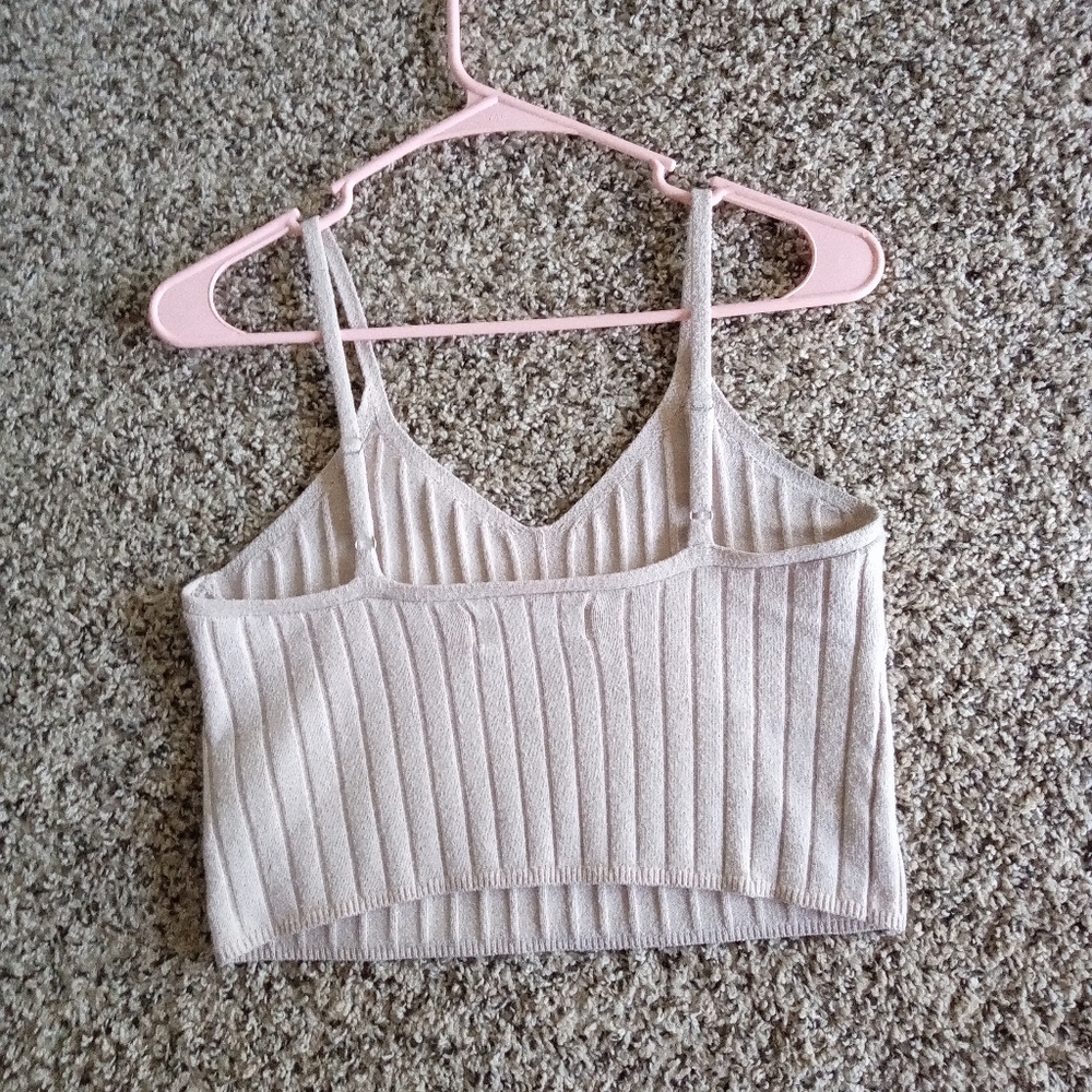 Abercrombie & Fitch Soft A&F Luxe Loft Tank Top Cropped Tan Size Small - Picture 4 of 7